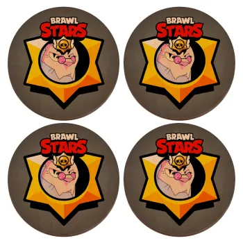 Brawl Stars Byron, ΣΕΤ x4 Σουβέρ ξύλινα στρογγυλά plywood (9cm)