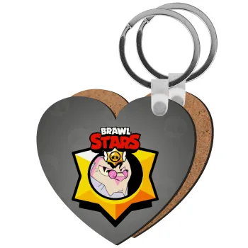 Brawl Stars Byron, Μπρελόκ Ξύλινο καρδιά MDF