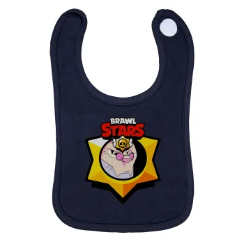 Brawl Stars Byron, Σαλιάρα με Σκρατς 100% Organic Cotton Μπλε (0-18 months)