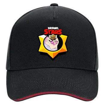 Brawl Stars Byron, DRILL Adult Ultimate Hat BLACK/RED, (100% COTTON, ADULT, UNISEX, ONE SIZE)