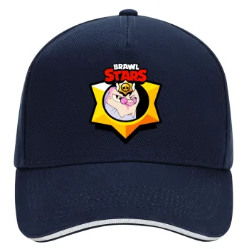 Brawl Stars Byron, DRILL Καπέλο Ενηλίκων Ultimate ΜΠΛΕ/ΛΕΥΚΟ, (100% ΒΑΜΒΑΚΕΡΟ, ΕΝΗΛΙΚΩΝ, UNISEX, ONE SIZE)