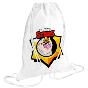 Brawl Stars Byron, Τσάντα πλάτης πουγκί GYMBAG λευκή (28x40cm)