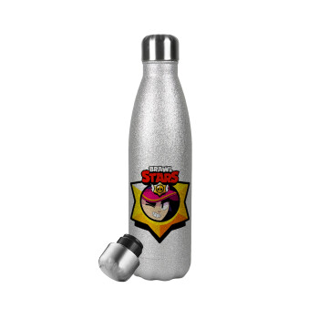 Brawl Stars Fang, Metallic Glitter Silver Thermos Flask (Stainless steel), double-walled, 500ml