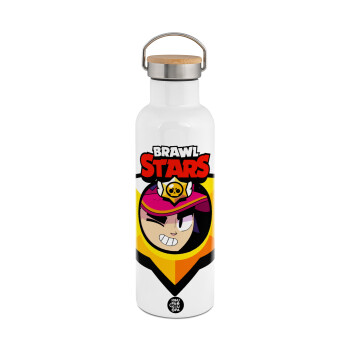 Brawl Stars Fang, Stainless steel White with wooden lid (bamboo), double wall, 750ml