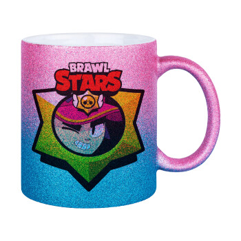 Brawl Stars Fang, Κούπα Χρυσή/Μπλε Glitter, κεραμική, 330ml