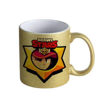 Brawl Stars Fang, Κούπα Χρυσή Glitter που γυαλίζει, κεραμική, 330ml