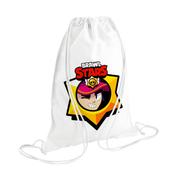 Brawl Stars Fang, Τσάντα πλάτης πουγκί GYMBAG λευκή (28x40cm)