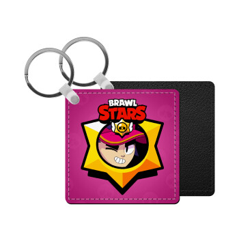 Brawl Stars Fang, Μπρελόκ Δερματίνη, τετράγωνο ΜΑΥΡΟ (5x5cm)