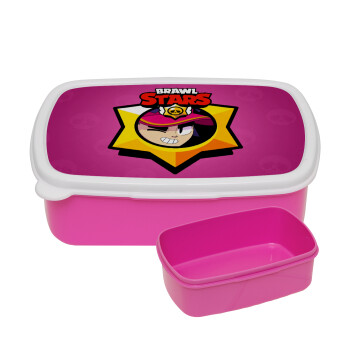 Brawl Stars Fang, ΡΟΖ παιδικό δοχείο φαγητού (lunchbox) πλαστικό (BPA-FREE) Lunch Βox M18 x Π13 x Υ6cm