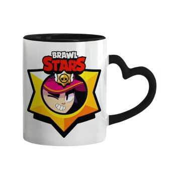 Brawl Stars Fang, Κούπα καρδιά χερούλι μαύρη, κεραμική, 330ml