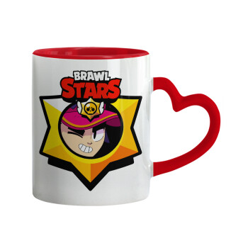 Brawl Stars Fang, Mug heart red handle, ceramic, 330ml