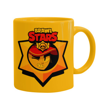 Brawl Stars Fang, Ceramic coffee mug yellow, 330ml (1pcs)