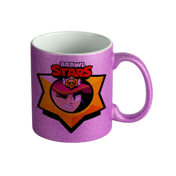 Brawl Stars Fang, Κούπα Μωβ Glitter που γυαλίζει, κεραμική, 330ml