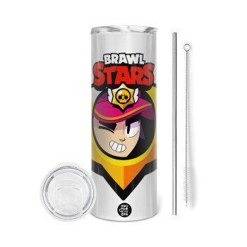 Brawl Stars Fang, Eco friendly stainless steel tumbler 600ml, with metal straw & cleaning brush
