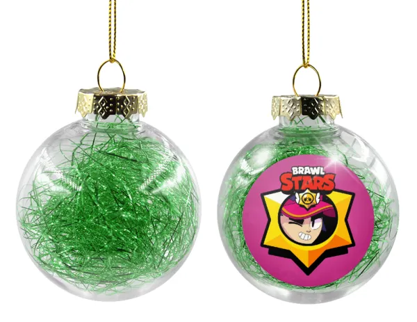 Brawl Stars Fang — Transparent Christmas tree ball ornament with green filling 8cm