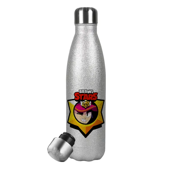 Brawl Stars Fang — Metallic Glitter Silver Thermos Flask (Stainless steel), double-walled, 500ml
