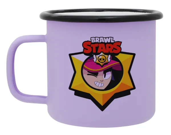 Brawl Stars Fang — Metal enamel mug, matte light pastel purple, 360ml