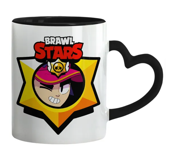 Brawl Stars Fang — Mug heart black handle, ceramic, 330ml