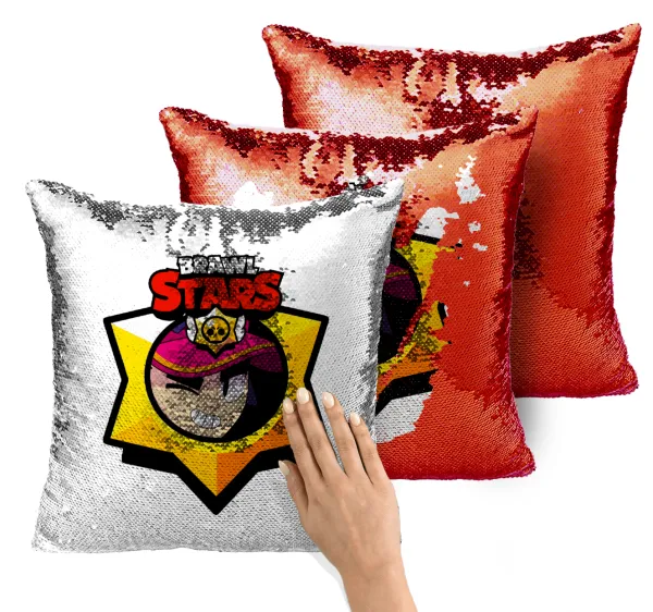 Brawl Stars Fang — Magic sofa cushion with red sequins, 40x40cm, filling included