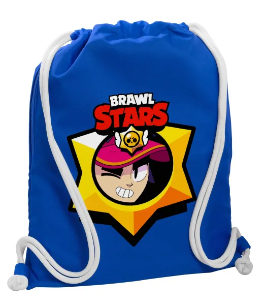 Brawl Stars Fang — Backpack pouch GYMBAG Blue, with pocket (40x48cm) & thick cords