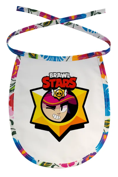Brawl Stars Fang — Stain-resistant baby bib with tie, multicoloured