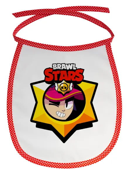 Brawl Stars Fang — Stain-resistant baby bib with tie, red