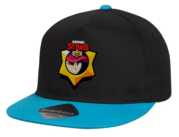 Brawl Stars Fang — Child's Flat Snapback Hat, Black/Blue (100% COTTON, CHILD, UNISEX, ONE SIZE)