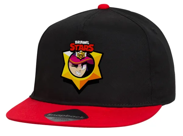 Brawl Stars Fang — Flat Snapback Hat, Black/Red (100% COTTON, UNISEX, ONE SIZE)