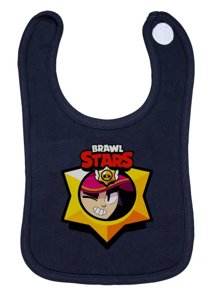 Brawl Stars Fang — Baby bib with velcro, blue, 100% organic cotton (0-18 months)