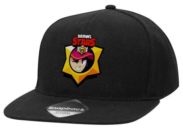 Brawl Stars Fang — Adult Flat Snapback Hat Black, (100% COTTON TWILL, ADULT, UNISEX, ONE SIZE)