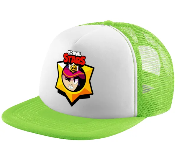 Brawl Stars Fang — Child's Soft Trucker Hat with Green/White Mesh (POLYESTER, CHILDREN'S, ONE SIZE)
