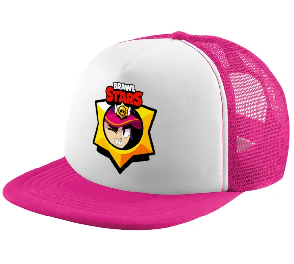 Brawl Stars Fang — Καπέλο παιδικό Soft Trucker με Δίχτυ ΡΟΖ/ΛΕΥΚΟ (POLYESTER, ΠΑΙΔΙΚΟ, ONE SIZE)