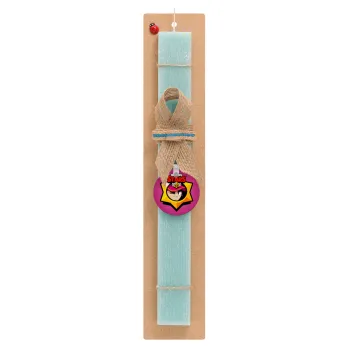 Brawl Stars Fang, Easter Set, wooden keychain & aromatic flat Easter candle (30cm) (TURQUOISE)