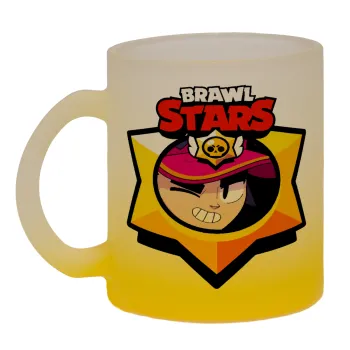 Brawl Stars Fang, Κούπα γυάλινη δίχρωμη με βάση το κίτρινο ματ, 330ml