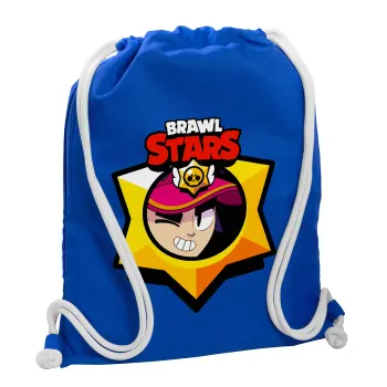 Brawl Stars Fang, Τσάντα πλάτης πουγκί GYMBAG Μπλε, με τσέπη (40x48cm) & χονδρά κορδόνια