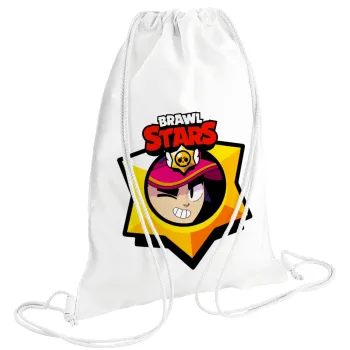 Brawl Stars Fang, Τσάντα πλάτης πουγκί GYMBAG λευκή (28x40cm)