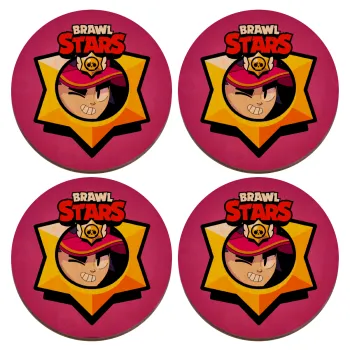 Brawl Stars Fang, ΣΕΤ x4 Σουβέρ ξύλινα στρογγυλά plywood (9cm)