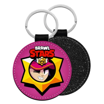 Brawl Stars Fang, Μπρελόκ Δερματίνη, στρογγυλό ΜΑΥΡΟ (5cm)