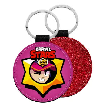 Brawl Stars Fang, Μπρελόκ Δερματίνη, στρογγυλό ΚΟΚΚΙΝΟ (5cm)