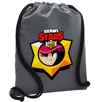 Brawl Stars Fang, Τσάντα πλάτης πουγκί GYMBAG ΓΚΡΙ, με τσέπη (40x48cm) & χονδρά κορδόνια