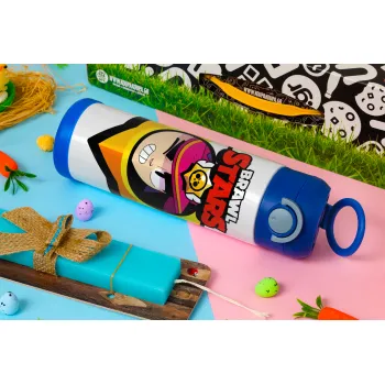Brawl Stars Fang, Easter candle, Childrens hot water bottle, stainless steel, with safety straw, BLUE (500ml)