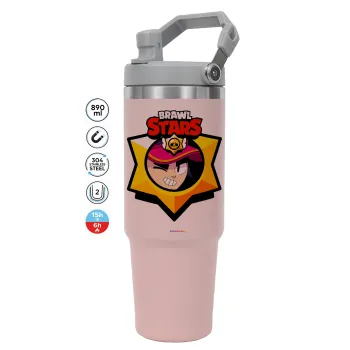 Brawl Stars Fang, ΡΟΖ χρώματος Θερμός Ανοξείδωτο 890ml (30oz) με χερούλι