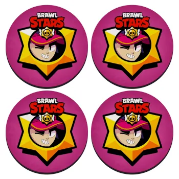 Brawl Stars Fang, SET of 4 round wooden coasters (9cm)