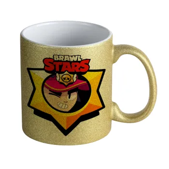 Brawl Stars Fang, Κούπα Χρυσή Glitter που γυαλίζει, κεραμική, 330ml