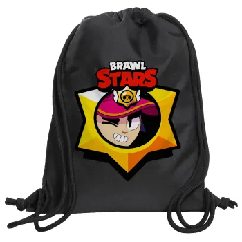 Brawl Stars Fang, Τσάντα πλάτης πουγκί GYMBAG Μαύρη, με τσέπη (40x48cm) & χονδρά κορδόνια