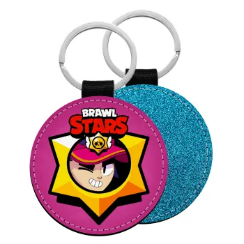 Brawl Stars Fang, Μπρελόκ Δερματίνη, στρογγυλό ΜΠΛΕ (5cm)