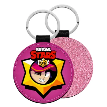 Brawl Stars Fang, Μπρελόκ Δερματίνη, στρογγυλό ΡΟΖ (5cm)