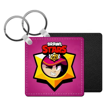 Brawl Stars Fang, Μπρελόκ Δερματίνη, τετράγωνο ΜΑΥΡΟ (5x5cm)