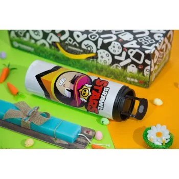 Brawl Stars Fang, Πασχαλινή Λαμπάδα με Travel Tumbler θερμό με διπλό καπάκι (600ml, BPA free) & κερί αρωματικό πλακέ (30cm) (ΤΙΡΚΟΥΑΖ)