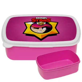 Brawl Stars Fang, ΡΟΖ παιδικό δοχείο φαγητού (lunchbox) πλαστικό (BPA-FREE) Lunch Βox M18 x Π13 x Υ6cm